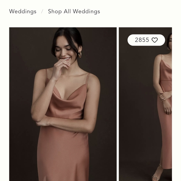 BHLDN Cali Satin Cowl-Neck Midi Slip Dress size 16 - Picture 3 of 6